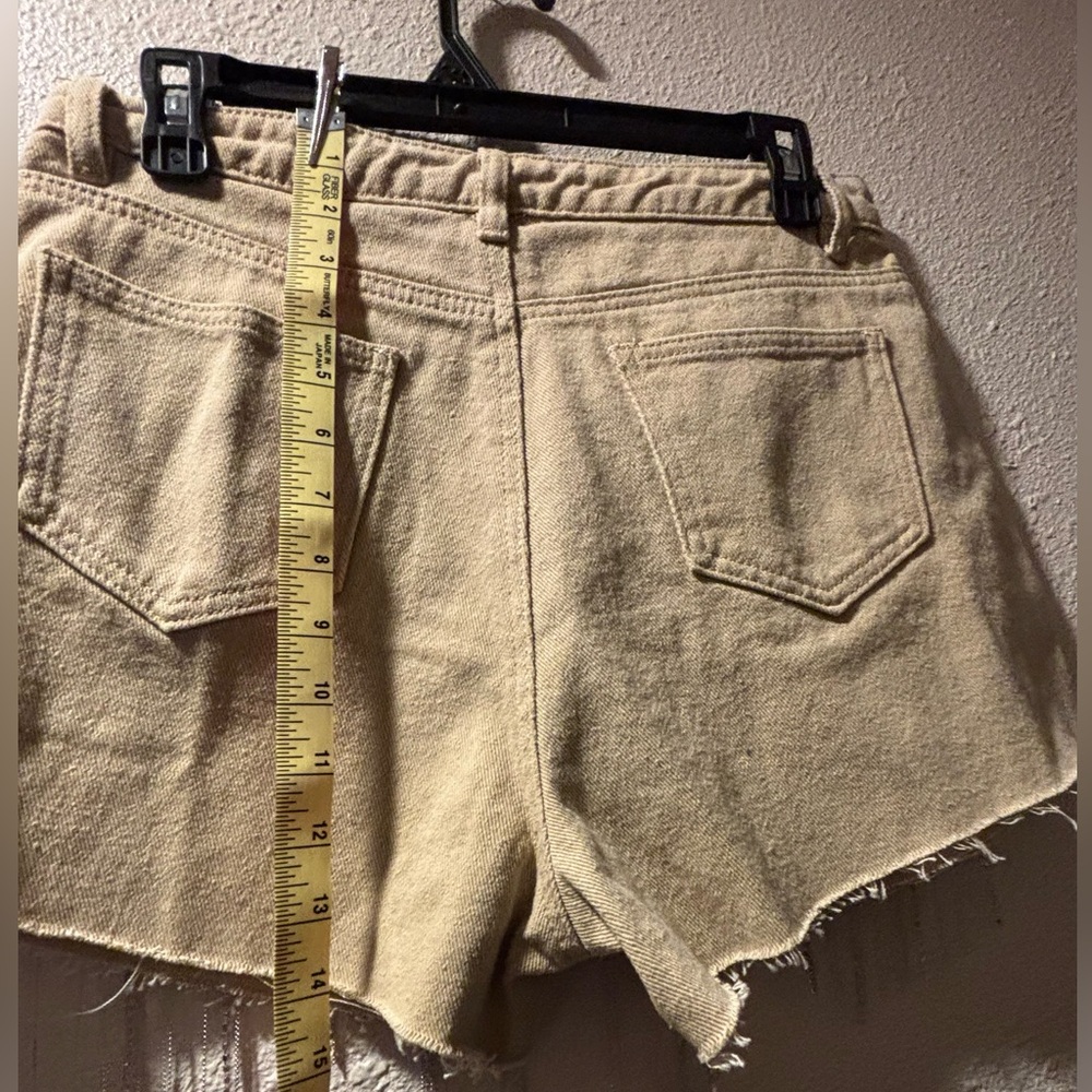 Bluebell Collection Tan Jean Shorts Distressed High-Waisted - Picture 9 of 11